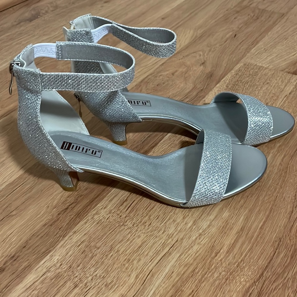 Silver kitten heels